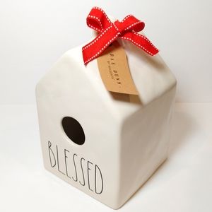 RAE DUNN. BLESSED ceramic modern Birdhouse.